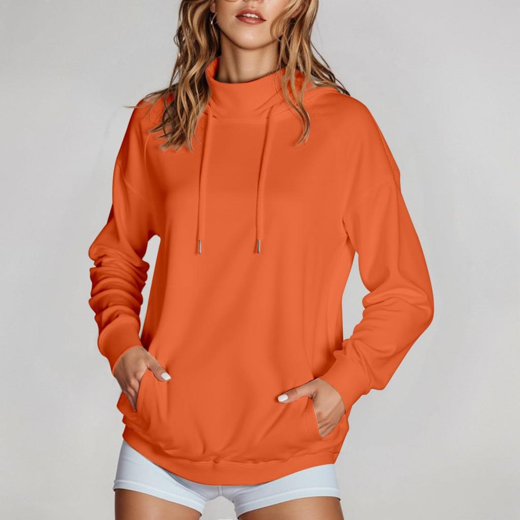 Women's Fashion Casual Long Sleeve Solid Color Hooded Sweatshirt Tops