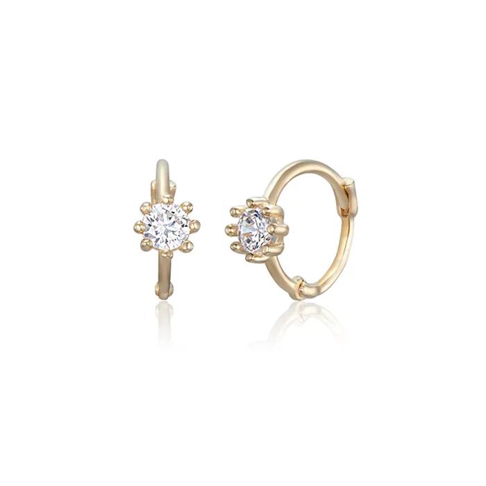 14K Lena Cubic One-Touch Ring Earrings