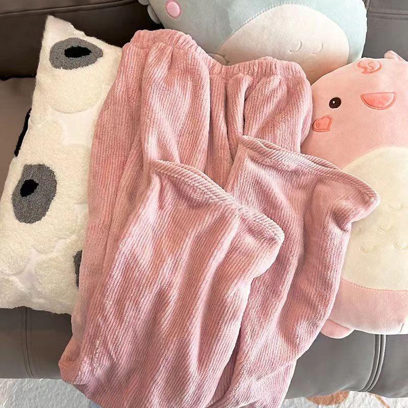 A Bao Xi Women's Coral Fleece Winter Pajama Cardigan Set - Flannel Wear for Girls & Students, Indoor/Outdoor