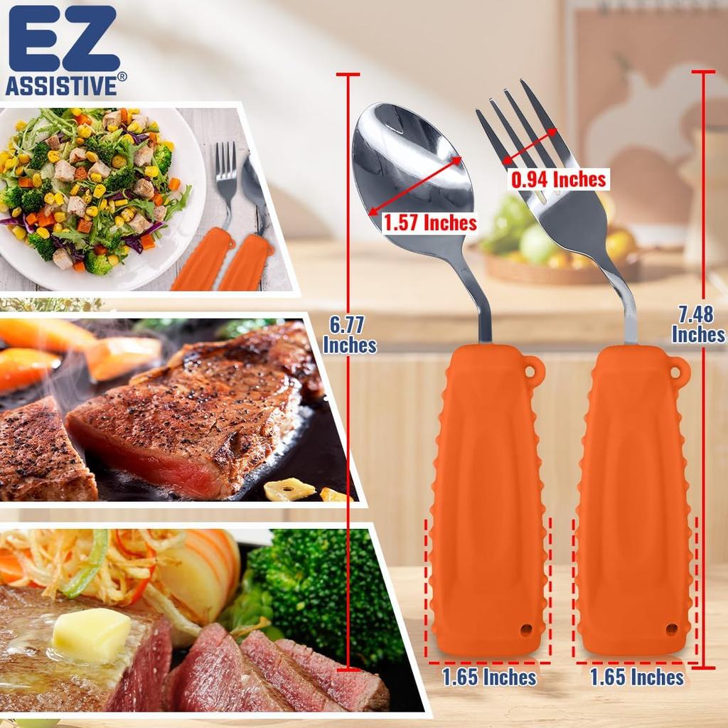 Adaptive Utensils, Weight Utensils for Tremors and Parkinson Patients, Utensil Set Spoon and Fork for Elderly