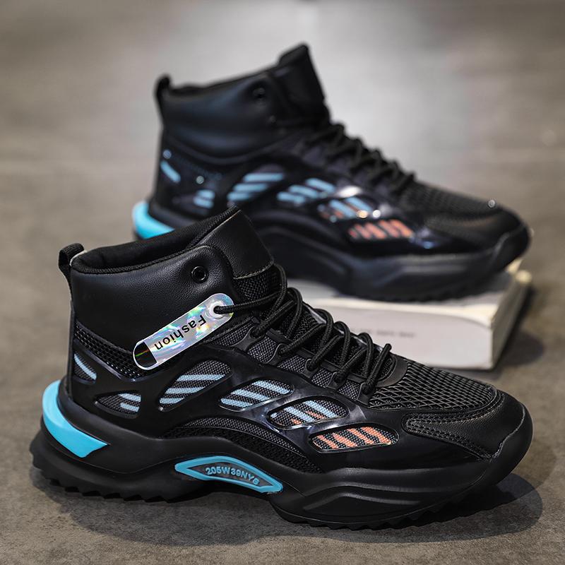 Men's Shoes MD Light-soled Cold Sticky Sneakers Trendy Mesh High-top Dad Shoes Fashion Student Lightweight High-soled Running Shoes