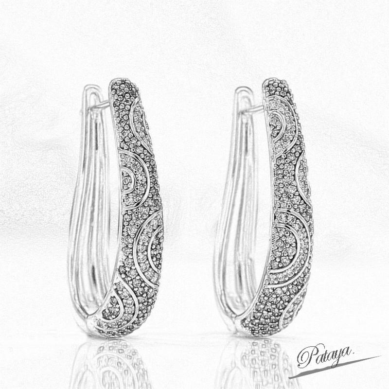 PATAYA Unique U Style Earrings Micro-inlay Technique Artificial Zircon Earrings