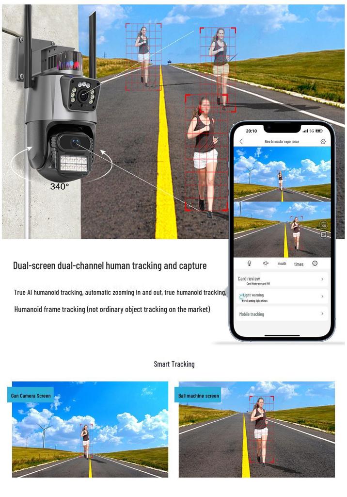 P11 Dual-Lens Outdoor Waterproof WiFi Security Camera 360° Panoramic HD