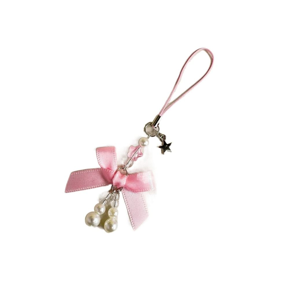 Bowknot Bow Phone Strap Pearl Mobile Phone Chain Pearl Phone Pendant  Telephone Jewelry
