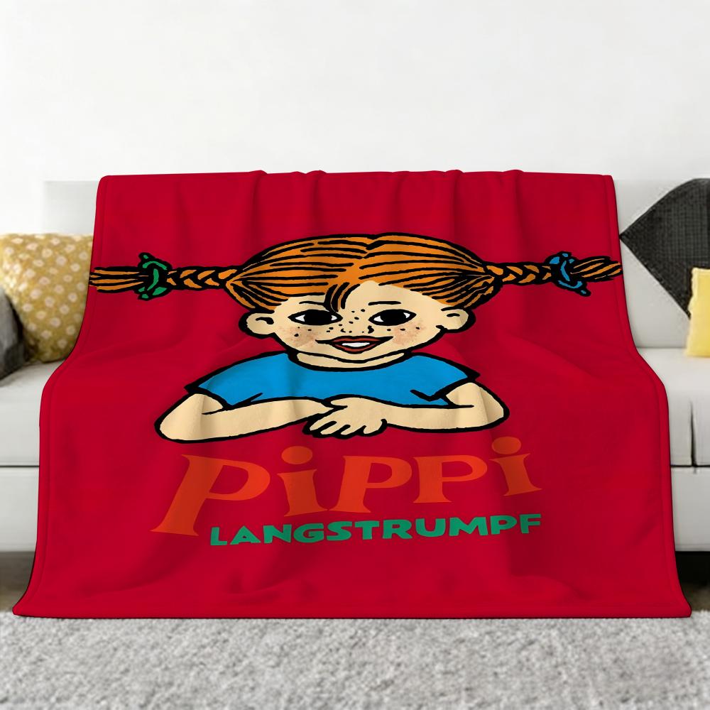 Animation P-Pippi L-Langstrumpf Werfen Weiche Gemütliche Flanell-Kuscheldecke für Sofa Schlafzimmer und Mehr