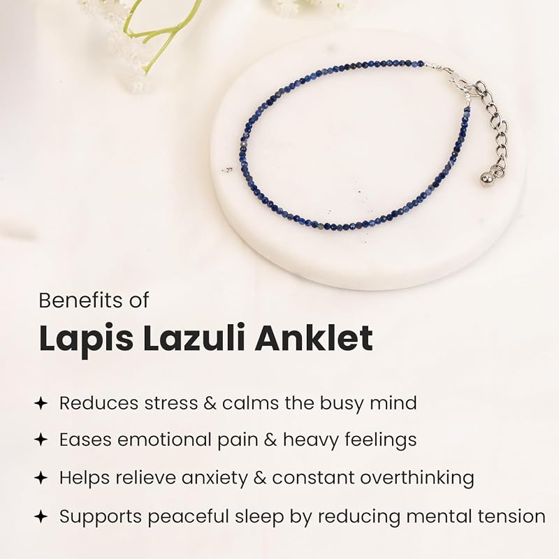 Astrotalk Lapis Lazuli Anklet | Reduces Guru Dosh, Boosts Clarity, Protects from Evil Eye | Anklet for Women | Jewellery