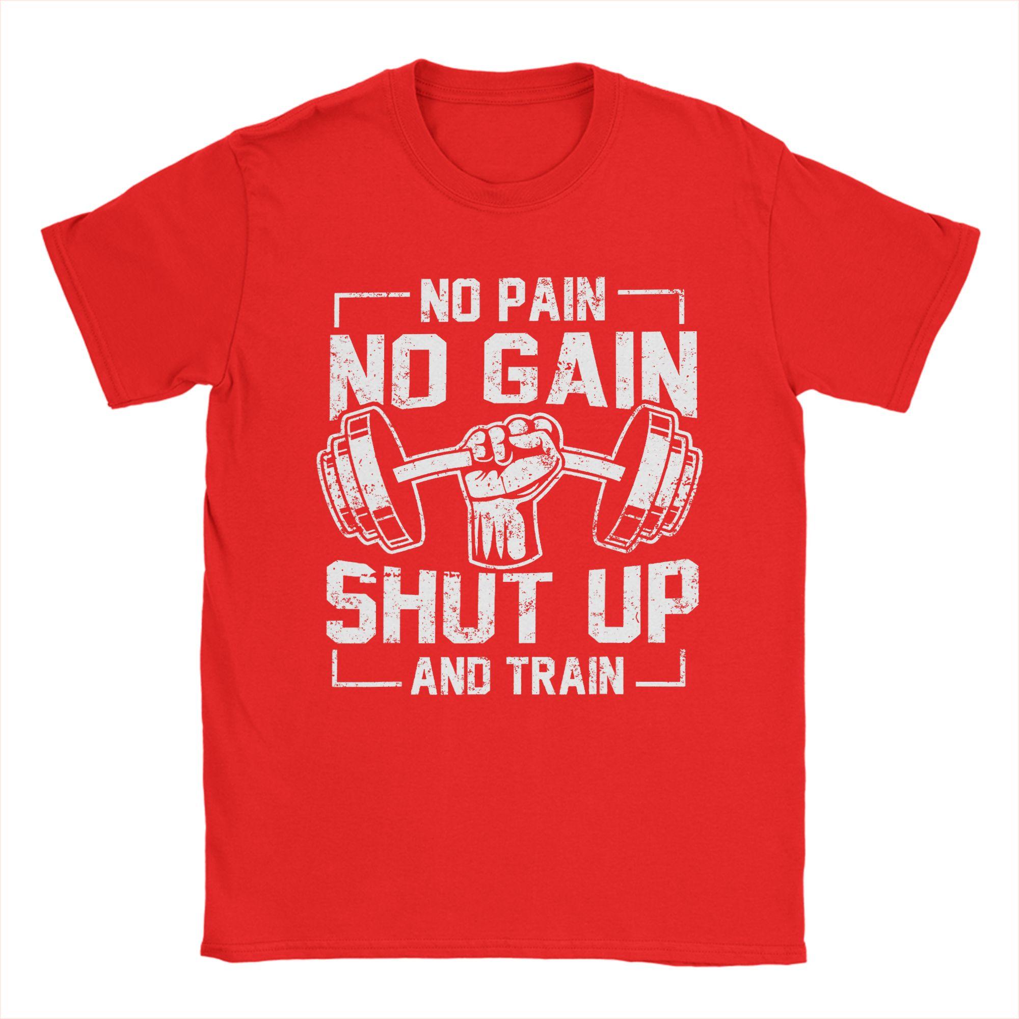 Unisex s No Pain No Gain Funny Gym Workout Fitness Coach Trainer T Shirt Cotton Clothes Short Sleeve Round Collar Tee Shirt S