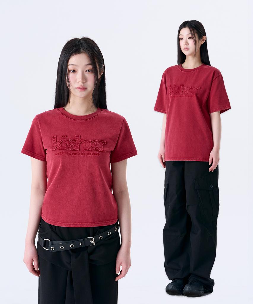 Kisyoleu Pigment Applique Short Sleeve T-Shirt (3 Colors)
