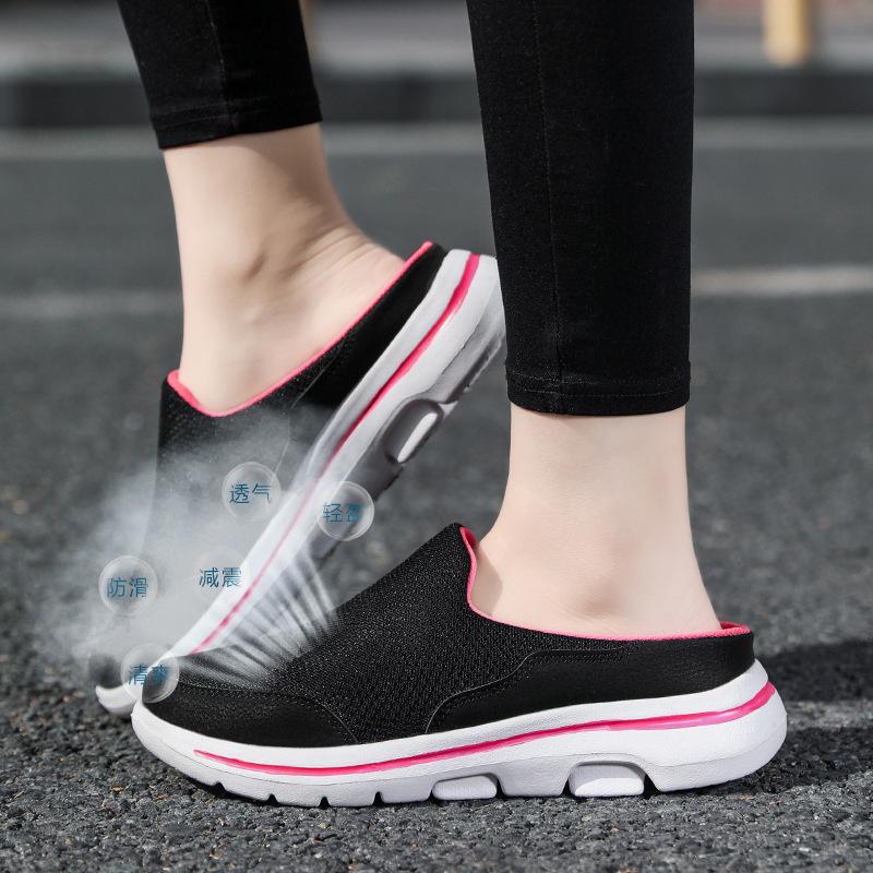 2024 NEW Men Casual Mules Mesh Breathable Flat Slippers Summer Couple Shoes Large Size Fashion Slippers for Men Street Sandals