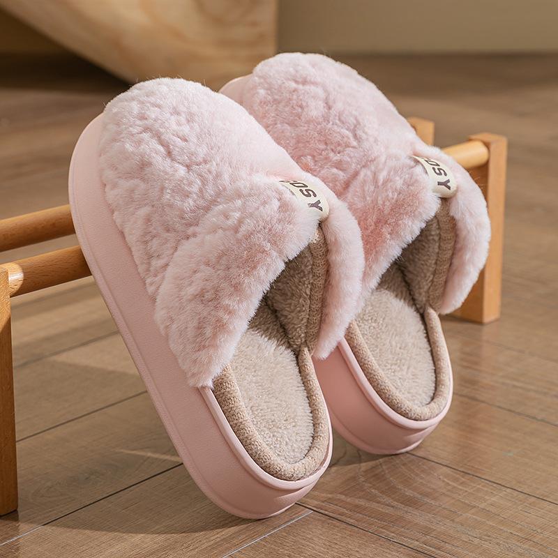 Heel Cotton Slippers 2025 New Winter Piled Thickened Indoor Home Warm Couple Wear Plush Cotton Shoes