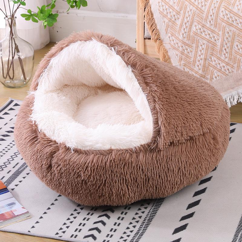 Pet Nest Winter Warm with Cover Pet Pad Anti-kick with Own Quilt Kennel Semi-closed Soft Half Pack Cat Nest