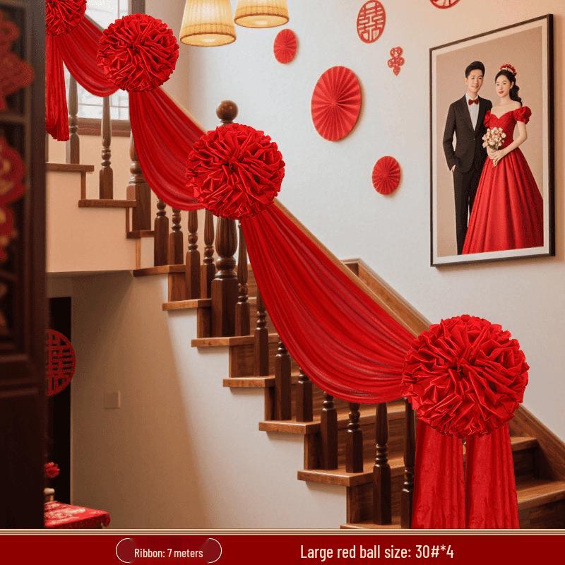 Large Red Hydrangea Wedding Decoration Set for Stairs and Rooms