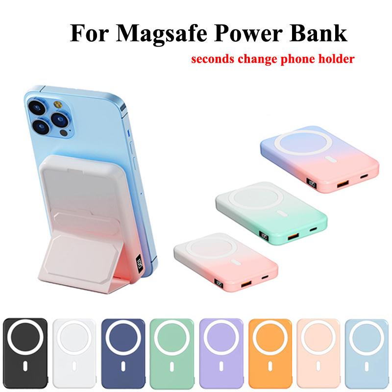 

10000 мАч Magsafe Magnetic Power Bank 15 Вт Беспроводное зарядное устройство для телефона Внешний аккумулятор для iPhone 14 13 12 Pro Max Складная подставка Powerbank