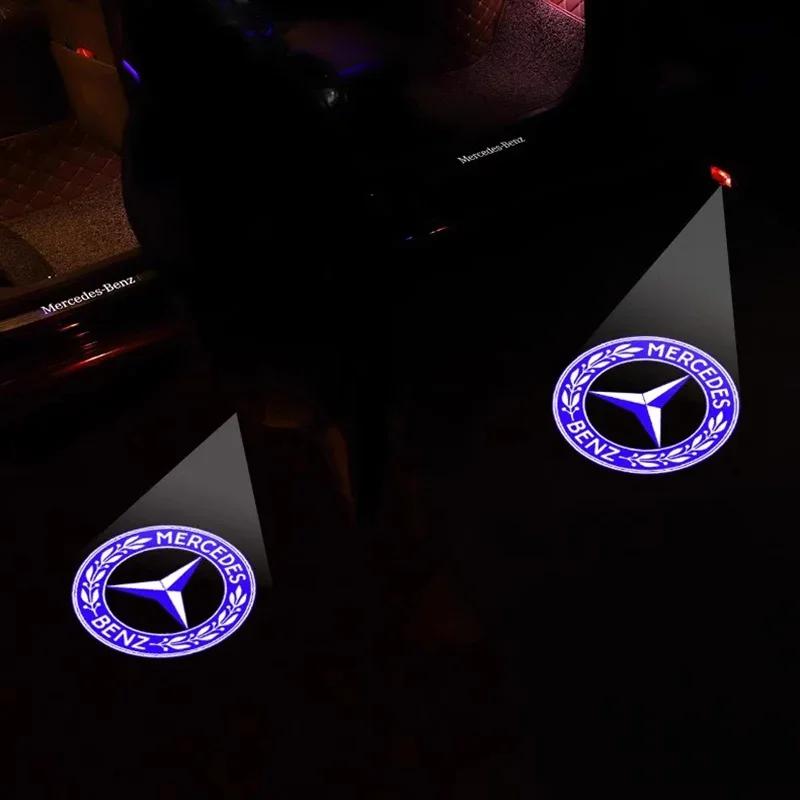 2Pcs Car Door Welcome Light Auto Emblem Badge LED Projector Lamp For Mercedes Benz C Class CLK SLK SLR W203 W208 W209 R171 R172