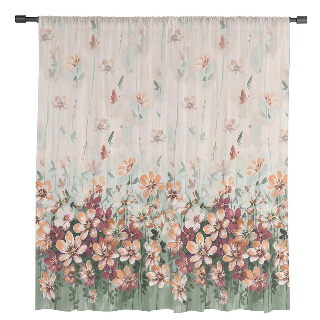 Kwiaty Rośliny Gradientowe Okna Tiulowe Zasłony Do Salonu Kuchnia Nowoczesne Osłony Okien Zasłony Woalowe