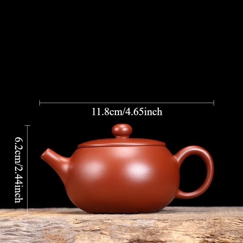130ml Purple Clay Teapot High End Semi Handmade Vermilion Clay Teapot for Household Use Drum Shaped Pot Office Small Tea Pot