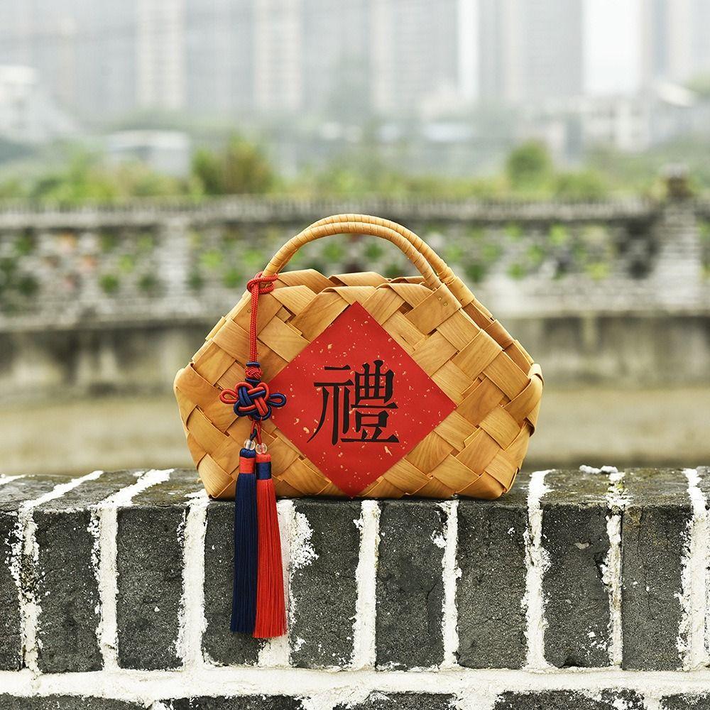 Storage Supplies Wooden Packaging Gift Basket Natural Vintage Hand-held Basket Creative Eco Friendly Storage Box Pastry