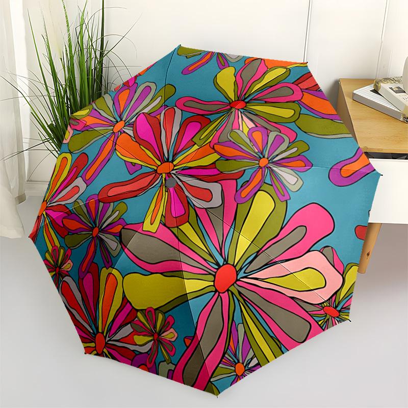 

1pc Floral Pattern Open/Close Folding Umbrella, All- Portable Umbrella for & Men, Stylish Accessory (Holiday Gift) 8-Rib yy251213121