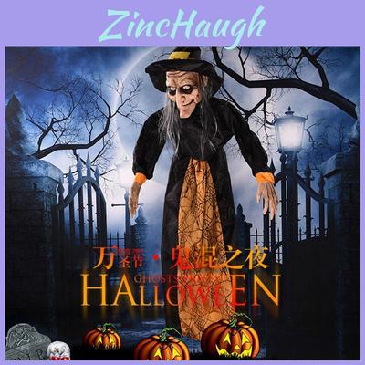 Strega Animatronica a Grandezza Naturale Decorazione di Halloween con Occhi a LED e Suoni Spettrali