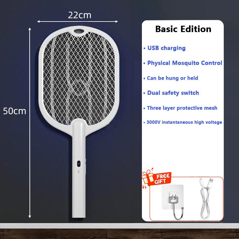 

Upgraded 3000V Electric Mosquito Killer Fly Swatter Trap Rechargeable Mosquito Racket Insect Killer With UV Light Bug Zapper