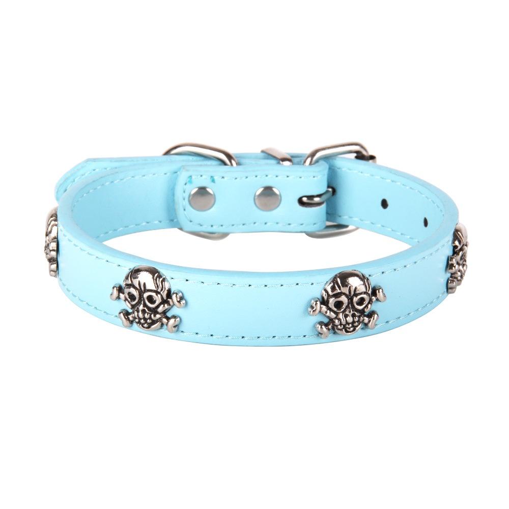 Punk Style Dog Collar With Skull Decoration Soft Leather Material Suitable For Dogs Of All Sizes Available In Multiple Colors