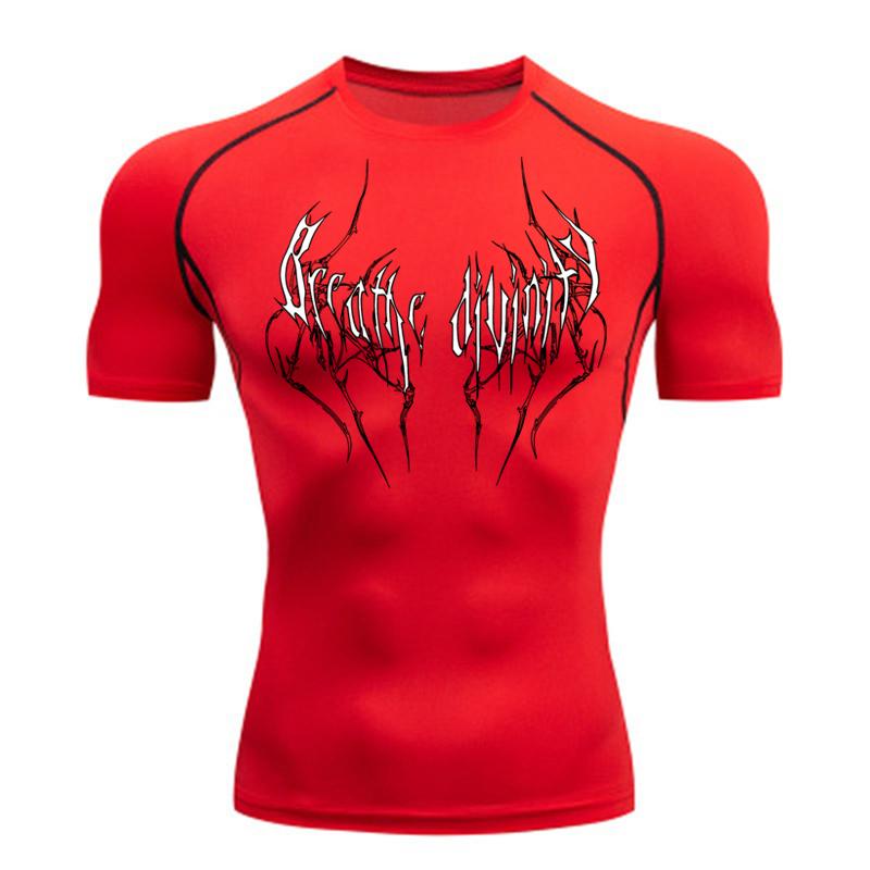 Summer Running T-Shirt Men Short Sleeve Compression Shirt Gym Sports Top Black Quick Dry Breathable MMA Fitness Clothing