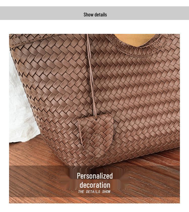 Versatile Large-Capacity Woven PU Leather Shoulder Bag - Stylish Urban Handbag for Women