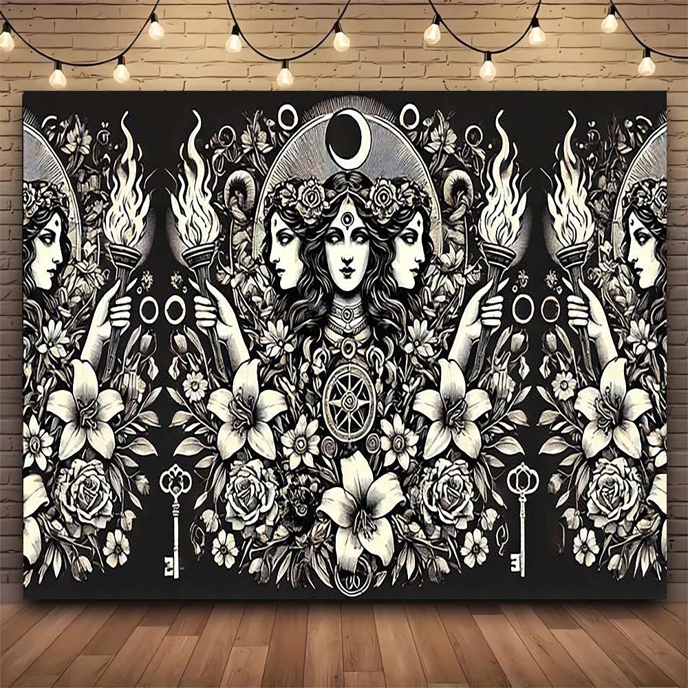 The Goddess Hecate In The Moon Tarot Card Tapestry Print Large Tapestry Wall Hanging Wall Tapestry Decor Living Room Bedroom