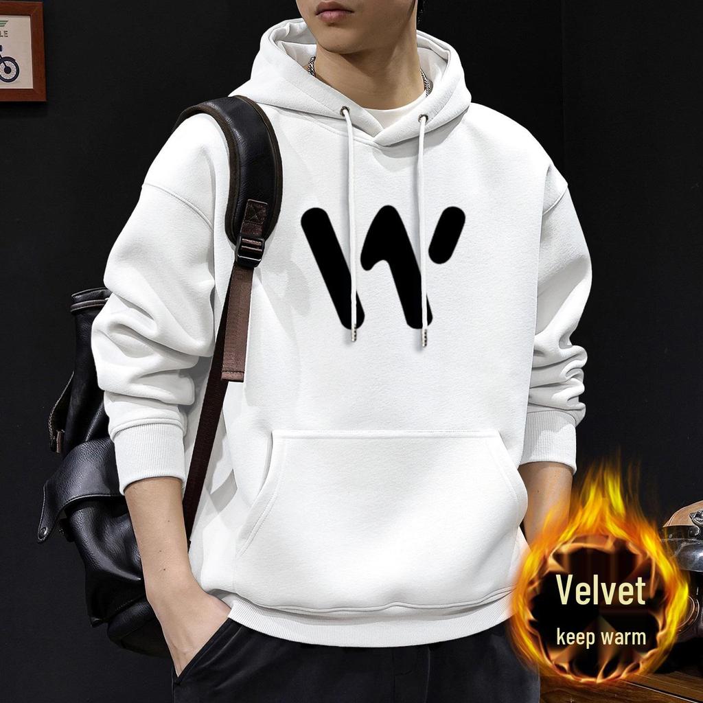 Men's Heavyweight Velvet Hoodie - Autumn/Winter, American Trendy, Casual, Versatile, and Loose Fit
