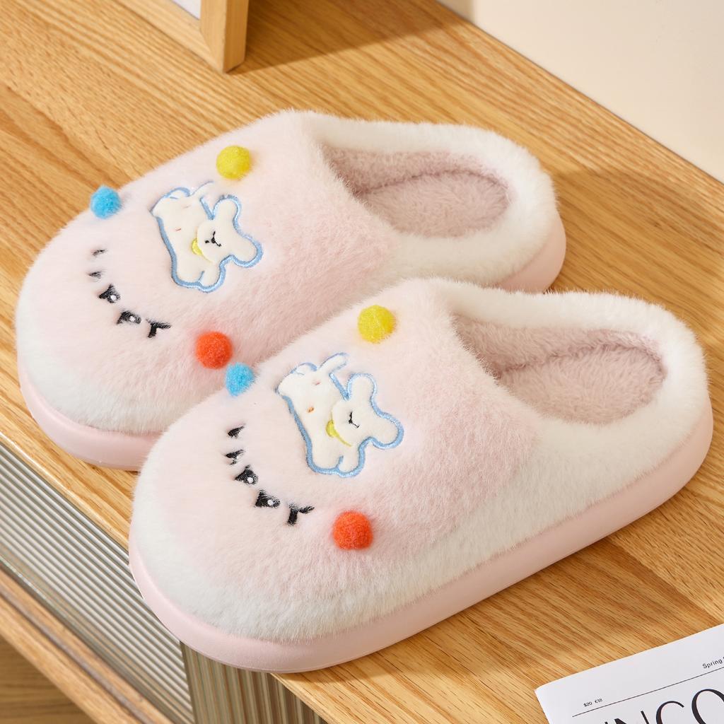 Cartoon Women Home Slippers Plush Warm Thick Bottom Slides Cute Soft Non-slip Slippers Indoor Outdoor Men Casual Slippers