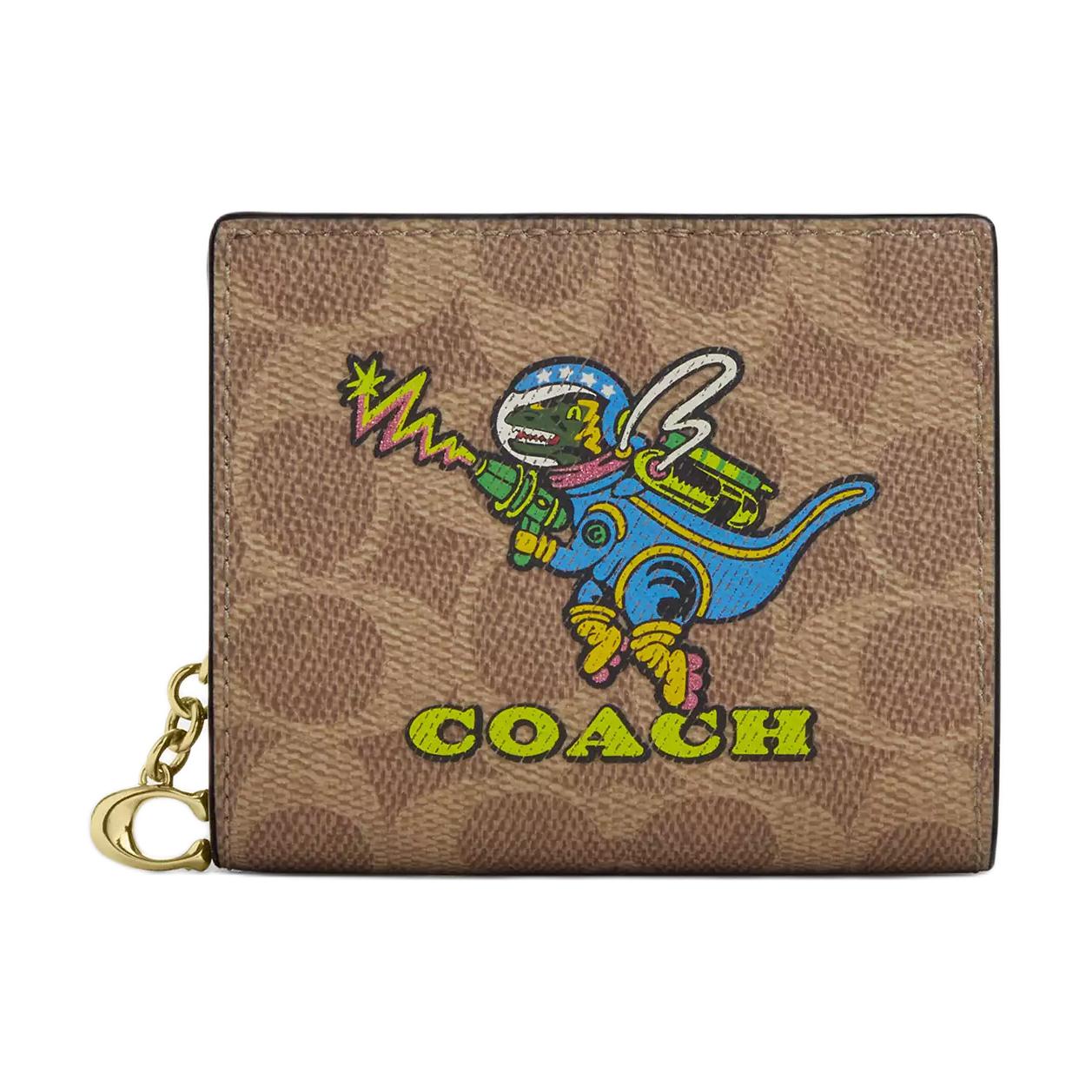 

New COACH Coated Canvas Wallet Mini Women s Tan Multicolor CW463-IMTAM 10.4*3.0*8.9CM