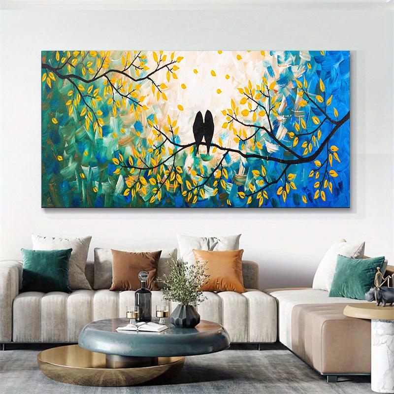 Canvas Painting Bird Tree Landscape Posters and Prints Colorful Wall Pictures for Living Room Home Decor