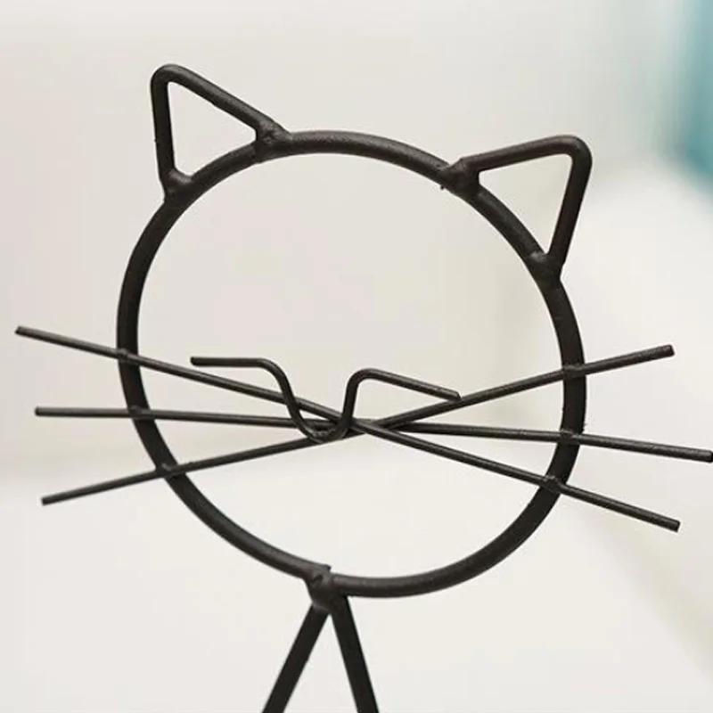 Härlig Katt Retro Järnlinje Vas Hydroponisk Växt Blomvas Hemdekoration Metall Växthållare Nordiska Stilar Järnvas Ornament