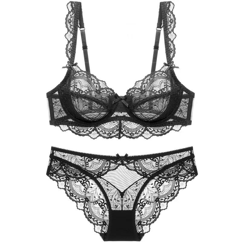 LangSha Women's Sexy Lace Push-Up Bra Set
