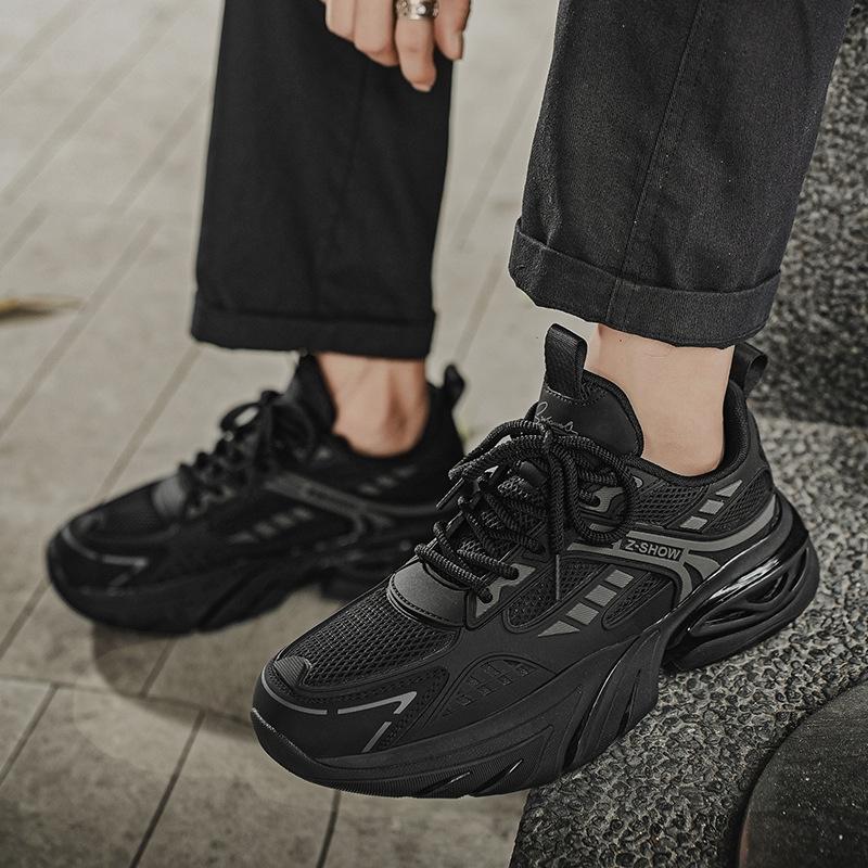 Autumn new men's popcorn sole running sports trendy shoes thick sole heightening mesh breathable dad shoes men's shoes