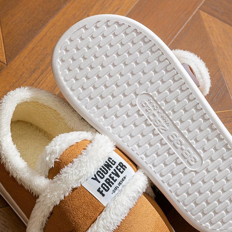 Nouvelles pantoufles en coton pour femmes hiver extérieur intérieur maison talon compensé antidérapantes chaudes en peluche chaussures en coton