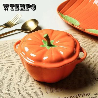 Roztomilá dýňová dušená mísa v japonském stylu Domů s víkem Dušené keramické dvojité ucho mísa na dětskou kreativní misku na jídlo