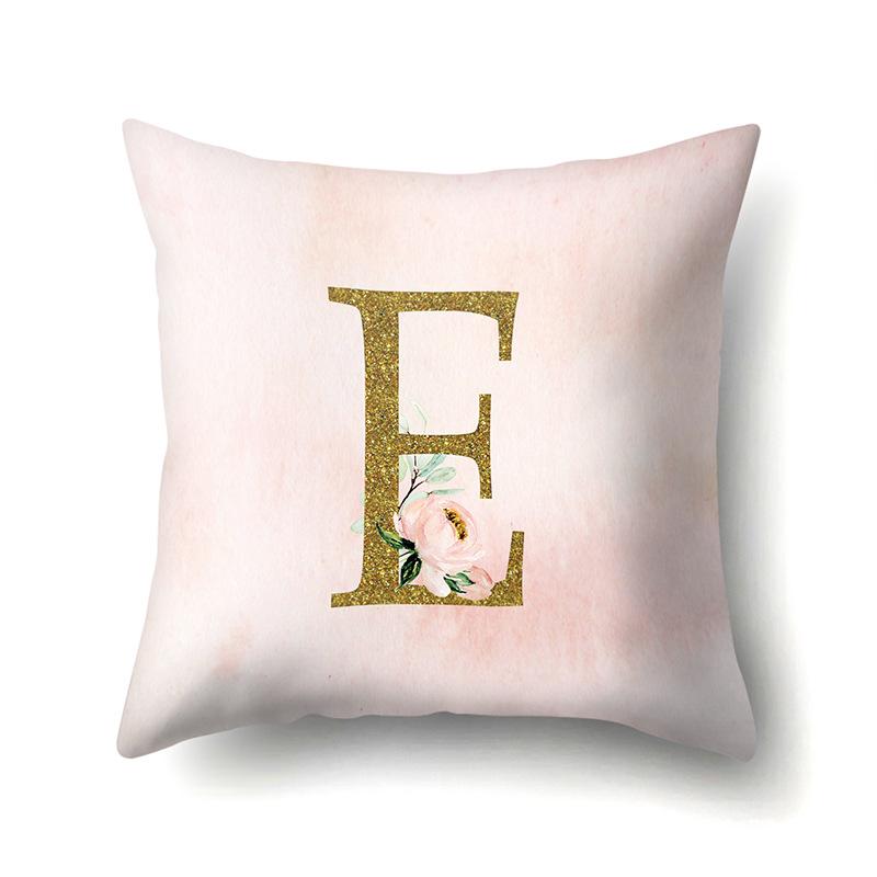 Polyester Pillowcase Home Fantasy Watercolor Print Pillowcase 26 English Letter Cushion Cover