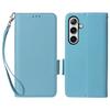 For Samsung Galaxy S25 Case with Wrist Strap Litchi Texture PU Leather Wallet Phone Cover
