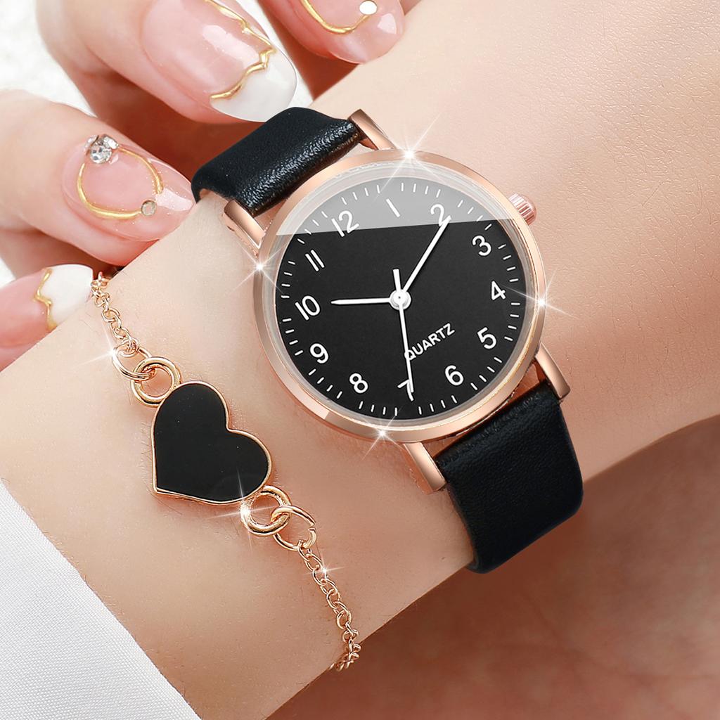 8pcs/set Fashion Women's Quartz Watch Set Simple Elegant Digital Dial Party Watch with Bracelet Set, Gift for Girlfriend