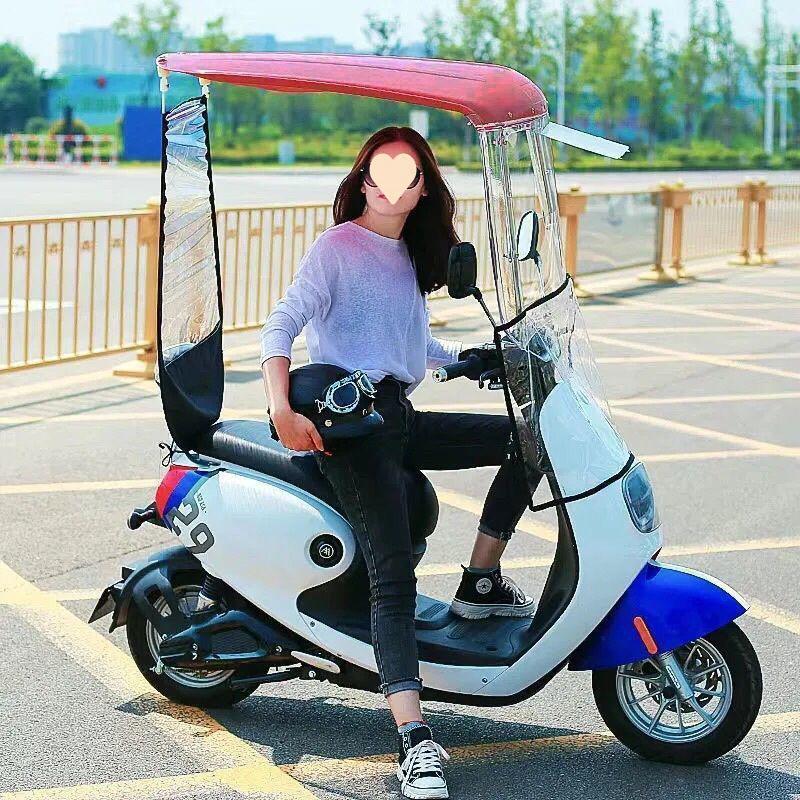 Electric Vehicle & Motorcycle Sunshade: Rainproof Canopy & Windshield for Bikes