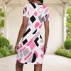 Women Plus Size Round Neck Short Sleeve Abstract Printed Fitted Mini Dress