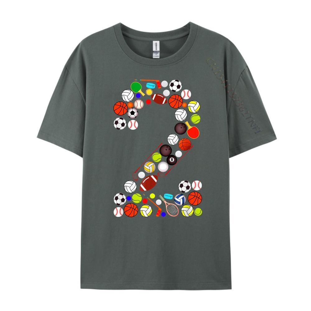 Kids 2nd Birthday Sports Big Number Two 2 Year Old Boy Mens Graphic Tshirts Mans Funny T Shirts Classic