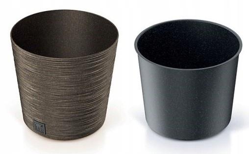 Brown plastic pot with insert Furu Round 30 cm