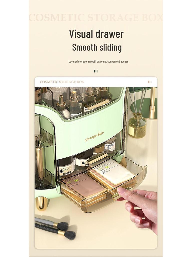 Elegant Dustproof Cosmetic Organizer – High-Capacity Skincare Storage with Light Luxury Design