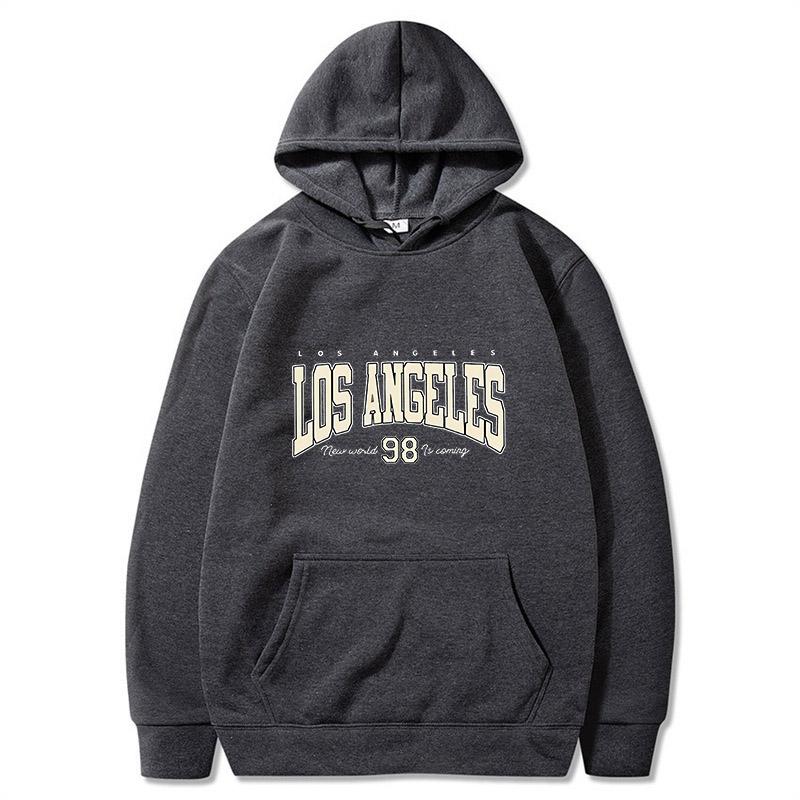 New fashion men's fall-winter Los Angeles printed hooded sweate, for outdoor leisure wear versatile top for all occasions