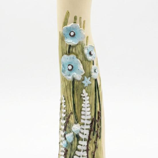 Resin Decorative Vase with 3D Relief Flowers And Human Face Design, Artistic Flower Vase for Home Desk Shelf Decor