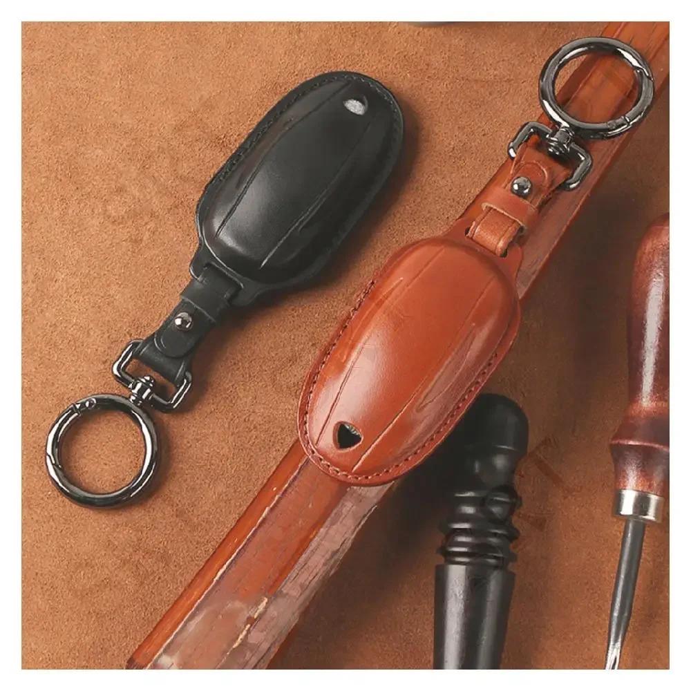 Car Sticker Tesla Fit For Tesla Model 3 S Y Model3 ModelY ModelS 2018-2023 Car Accessories Fashion Key Leather Case KeyChain Aut