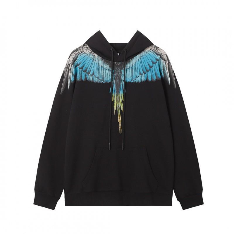 Unisex Hooded Sweatshirt With Animal Wing Print Loose Fit Cotton Pullover Fall Daily Wear