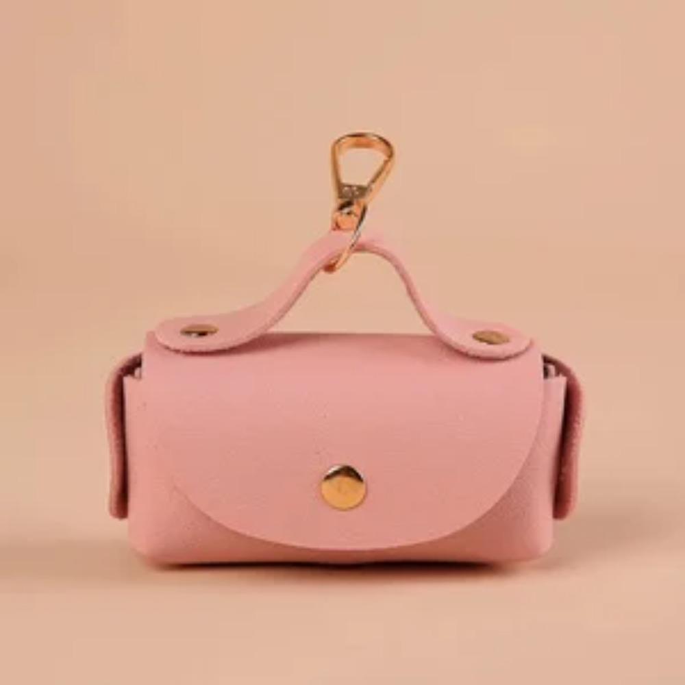 Elegant Leather Dog Poop Bag Carrier Clip Outdoor Walking and Travel Creative Pet Poop Waste Bag Dispenser